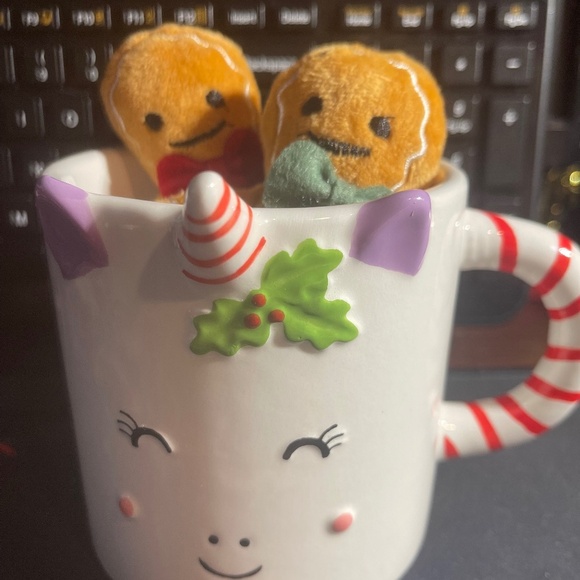 Other - NWOT Unicorn holiday cup with two gingerbreads